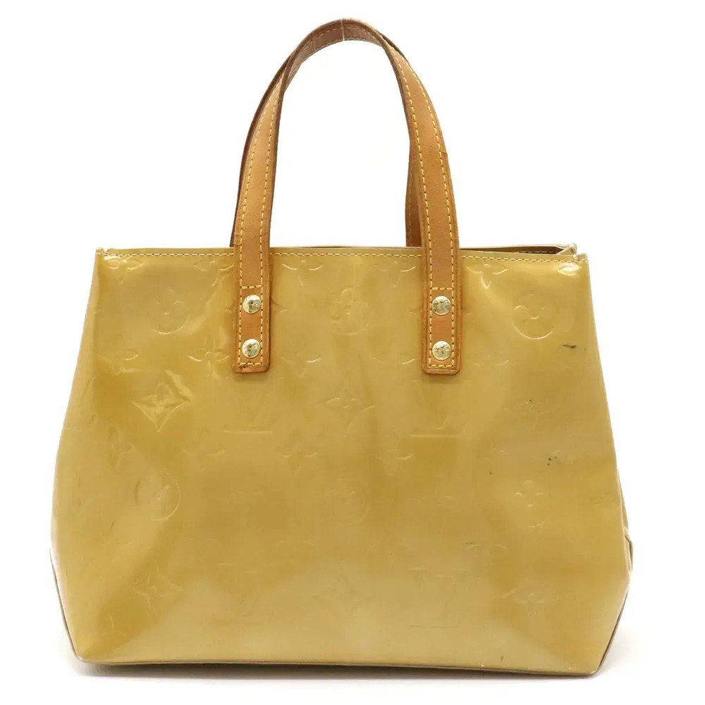Louis Vuitton Monogram Lead Tote Bag Enamel Leather Tan